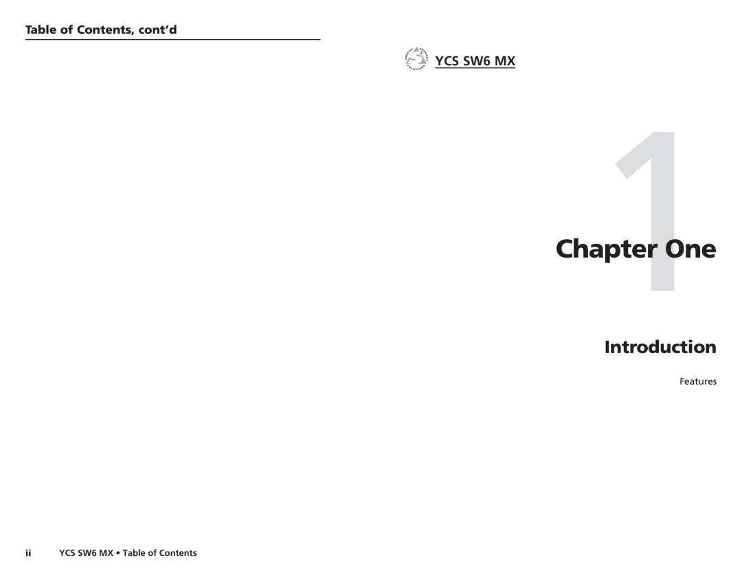 Extron electronic YCS SW6 MX user manual One, Introduction, Table of Contents, cont’d 