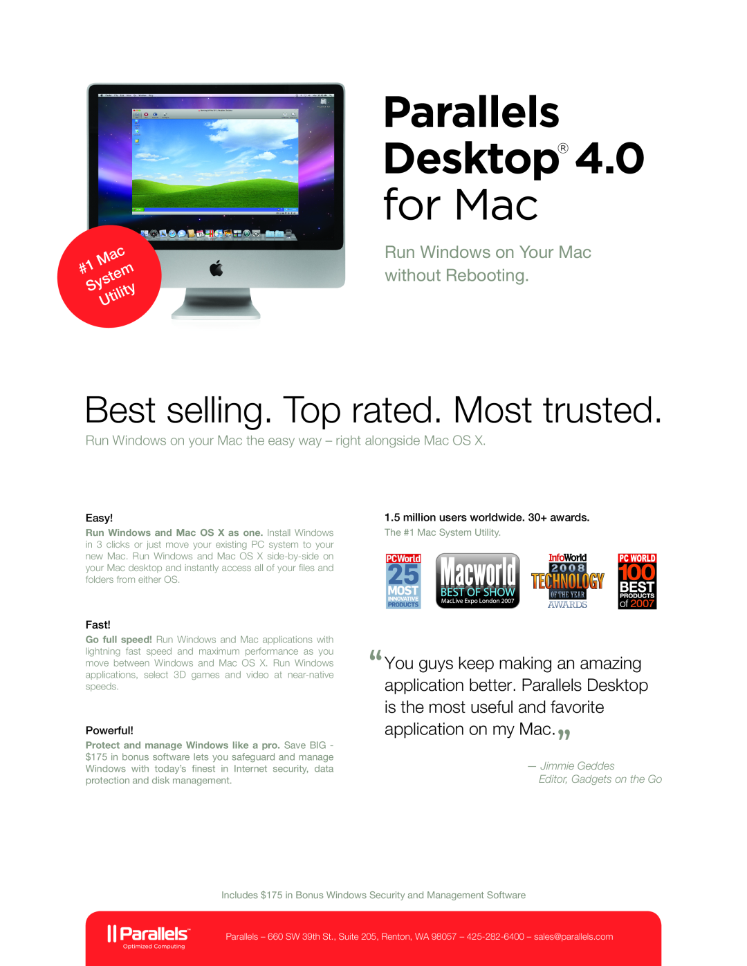 EZQuest manual Fast, Powerful, Parallels Desktop 4.0 for Mac, Best selling. Top rated. Most trusted, Easy 
