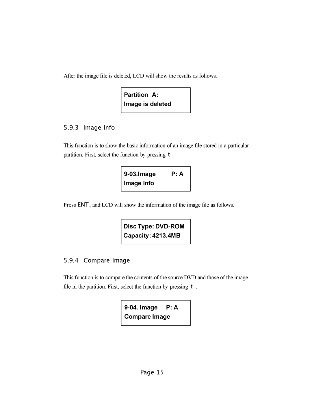 EZQuest DVD Duplication user manual Partition a Image is deleted, Image Image Info, Image P a Compare Image 