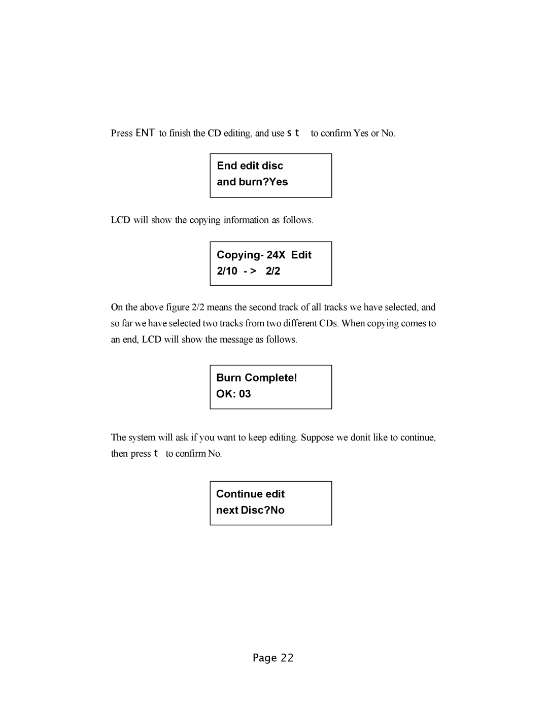 EZQuest DVD Duplication user manual Copying- 24X Edit 2/10 2/2, Continue edit next Disc?No 