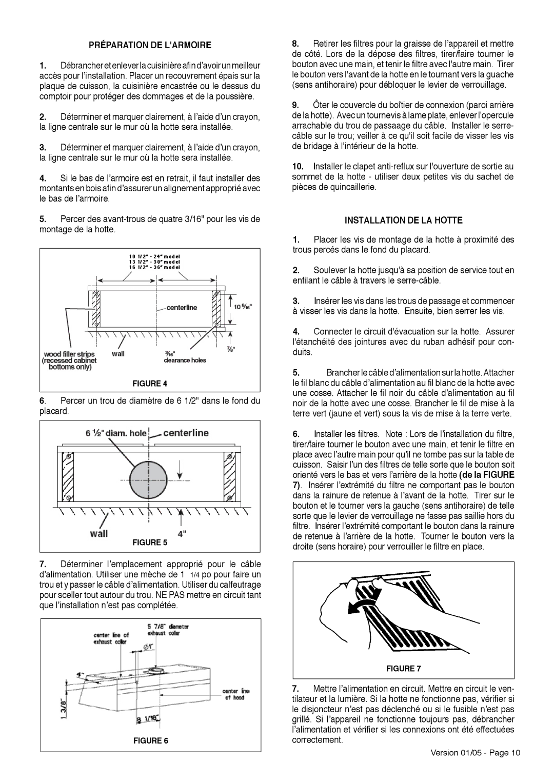 Faber 5x20 5A installation instructions Préparation DE Larmoire, Installation DE LA Hotte 