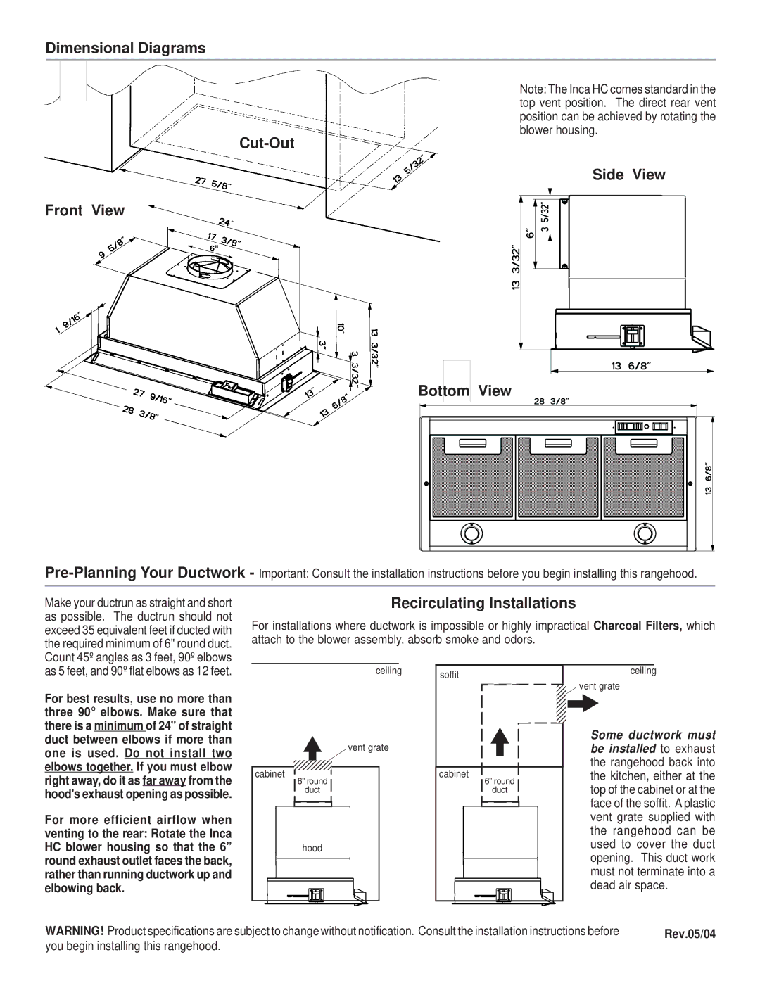 Faber 630002752 manual Recirculating Installations, You begin installing this rangehood 