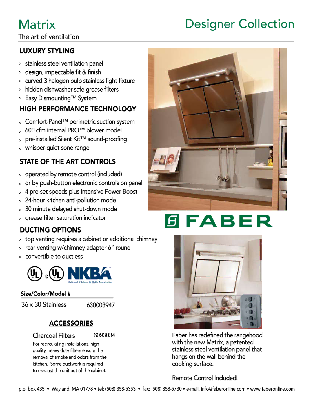 Faber 630003947 manual Luxury Styling, High Performance Technology, State of the ART Controls, Ducting Options 