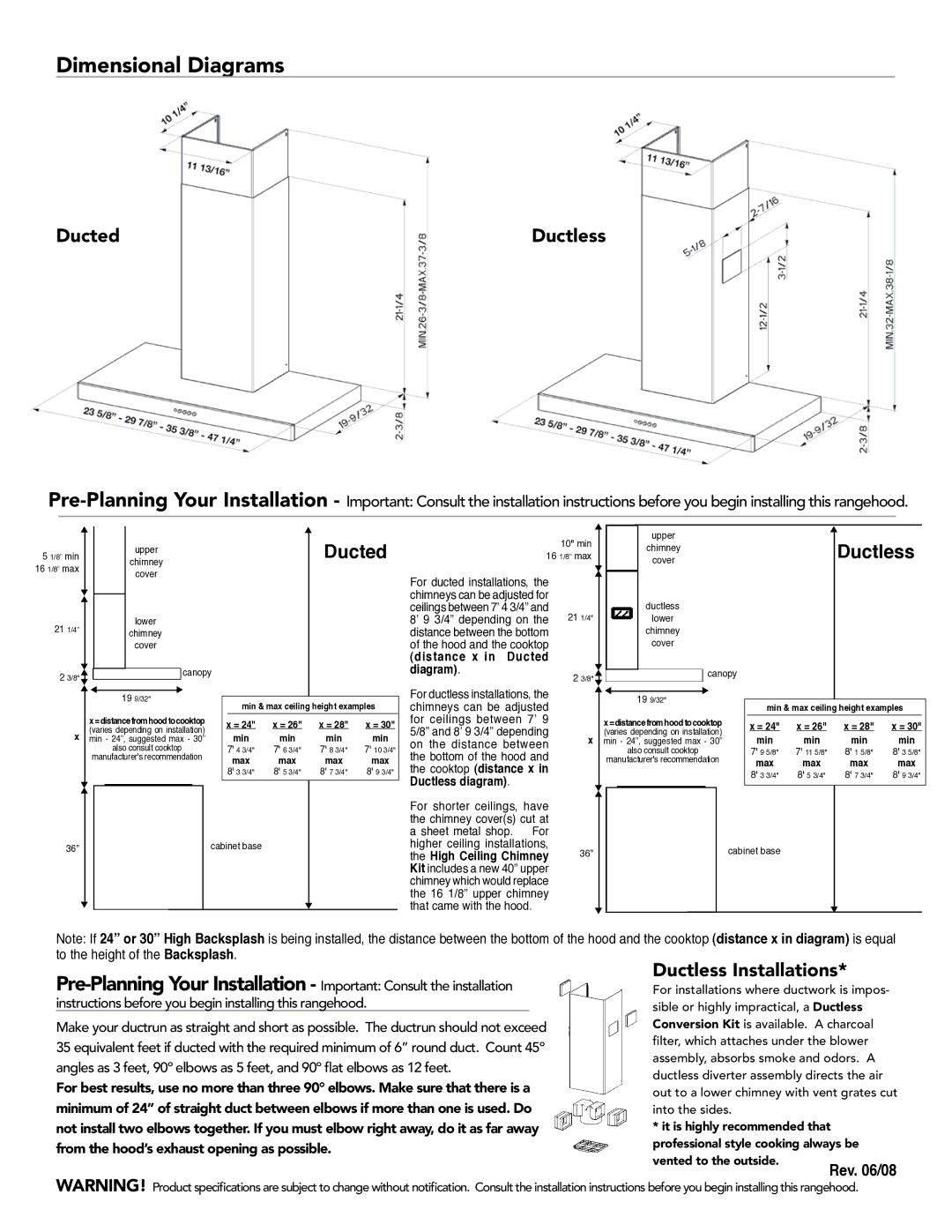 Faber 630006459, 630006497, 630006369, 630006370 manual Ducted, Ductless 