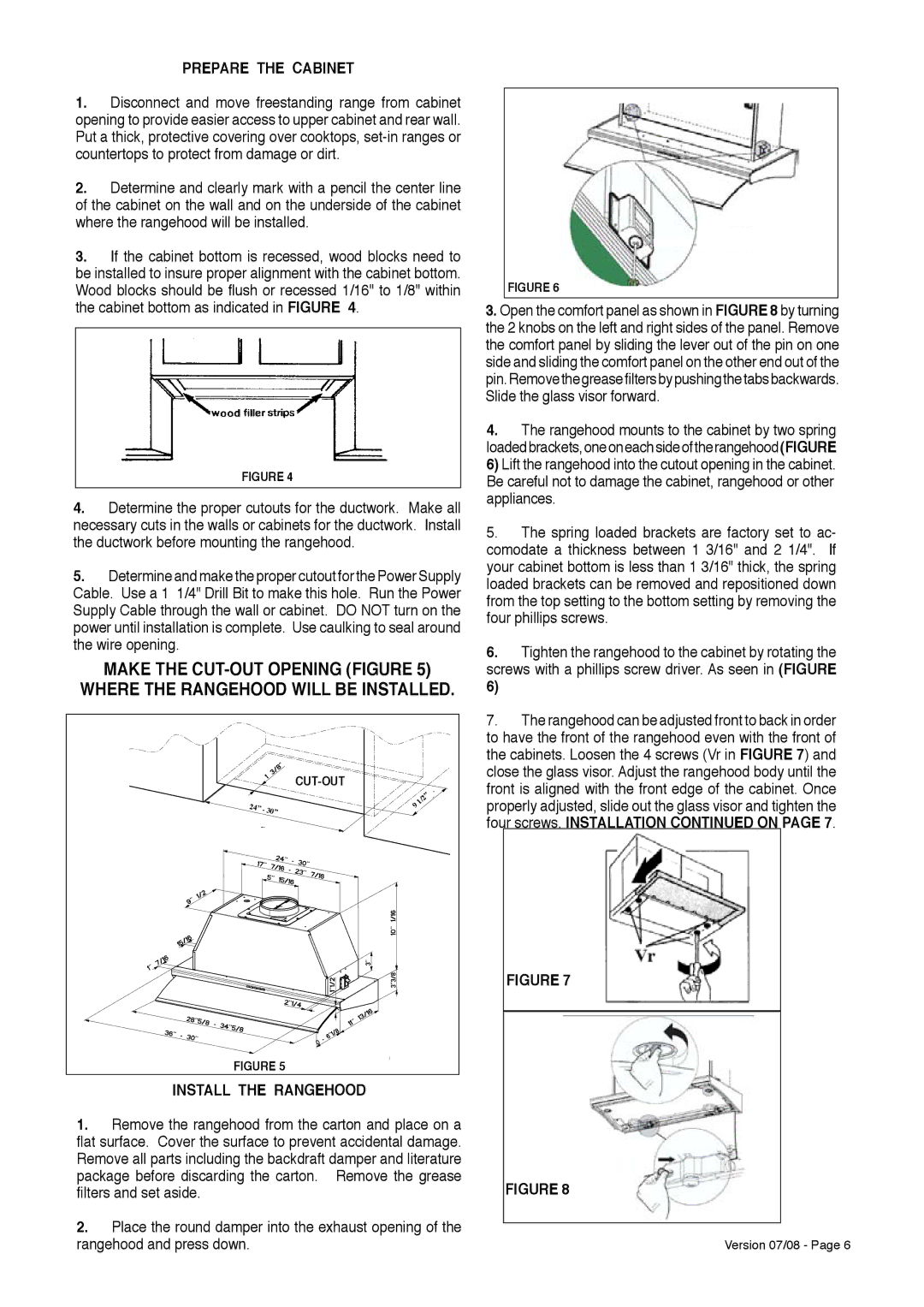 Faber 630006509 installation instructions Prepare the Cabinet, Install the Rangehood 