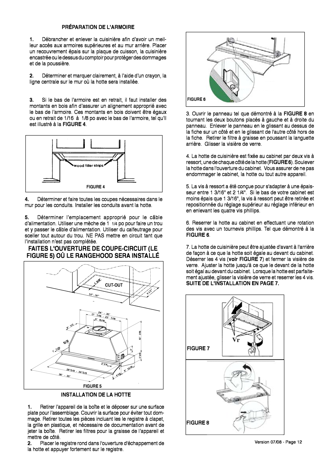 Faber 630006509 installation instructions Préparation De Larmoire, Installation De La Hotte, Suite De Linstallation En Page 