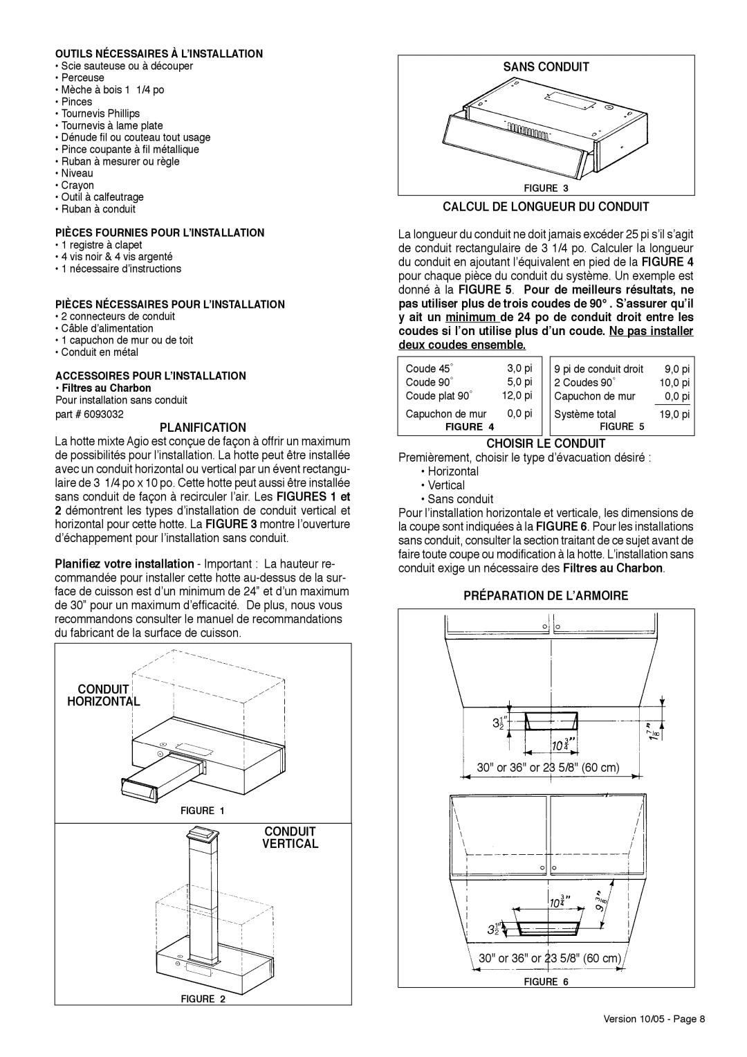 Faber Agio installation instructions Planification, Préparation DE LʼARMOIRE 