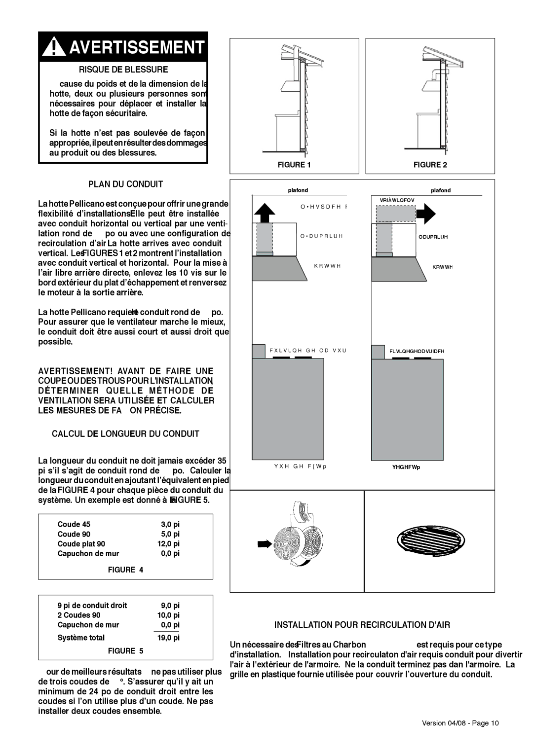 Faber Cabinet Rangehood Plan DU Conduit, Calcul DE Longueur DU Conduit, Installation Pour Recirculation Dair 