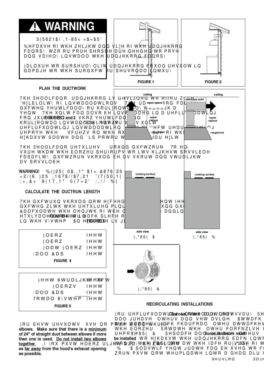 Faber Cabinet Rangehood Plan the Ductwork, Calculate the Ductrun Length, Recirculating Installations 