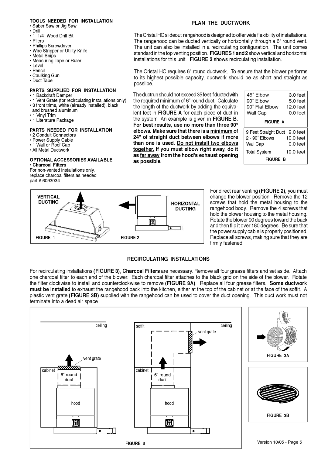 Faber CRISTAL HC installation instructions Plan the Ductwork, Recirculating Installations 