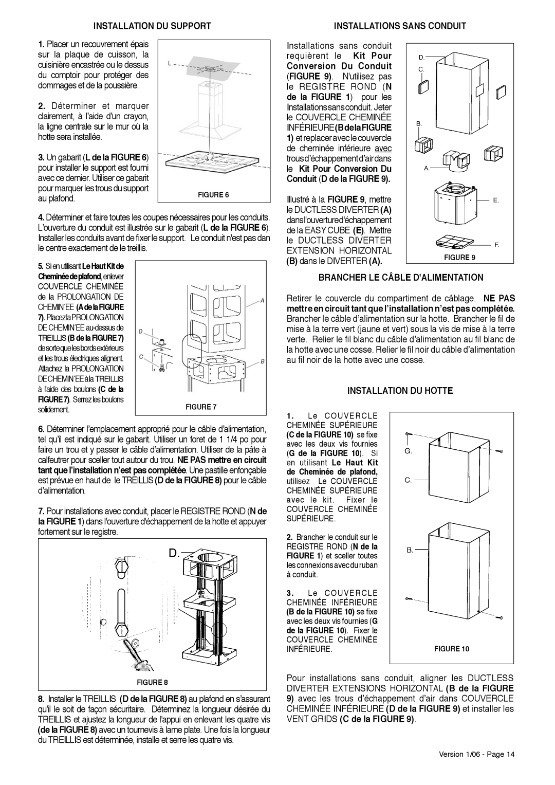 Faber Dama Isola Installations Sans Conduit, Brancher LE Câble Dalimentation, Installation DU Hotte 