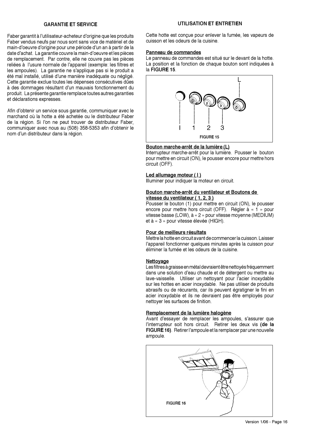 Faber Dama Isola installation instructions Garantie ET Service, Utilisation ET Entretien 