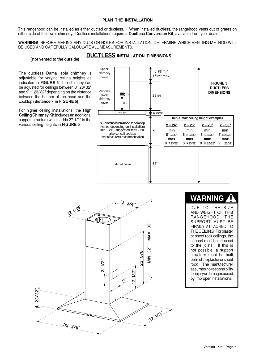 Faber Dama Isola installation instructions Not vented to the outside, 8 min 