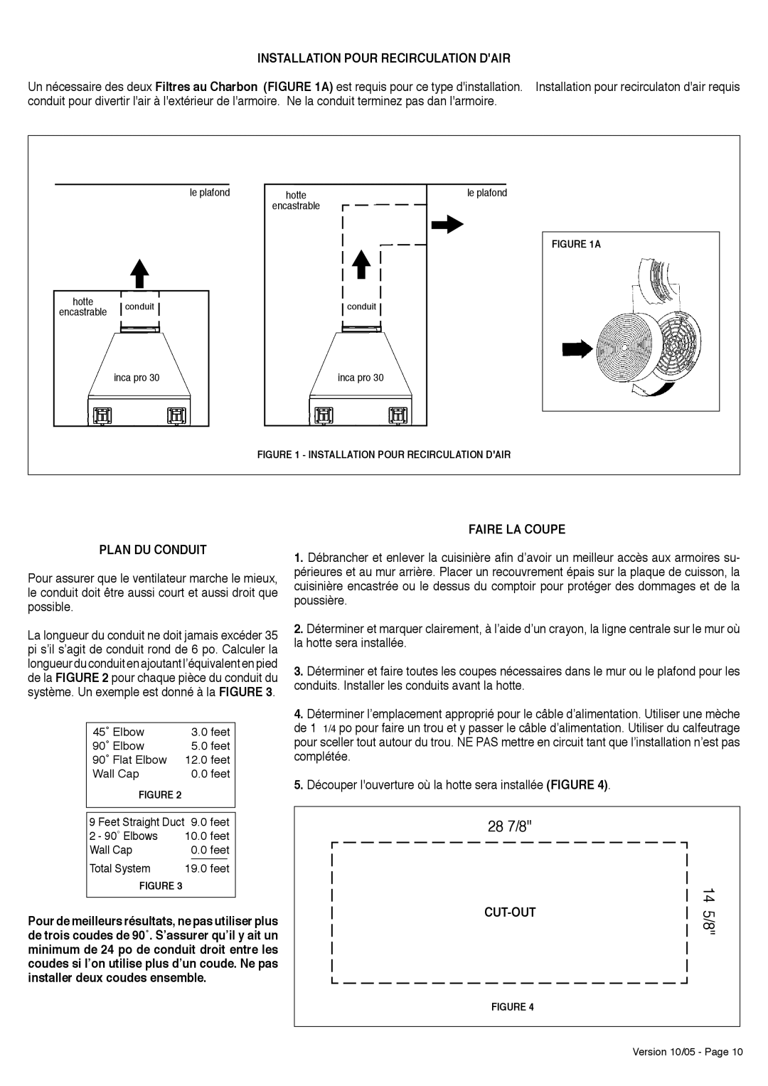 Faber Inca Pro 30 manual Installation Pour Recirculation Dair, Plan DU Conduit, Faire LA Coupe 