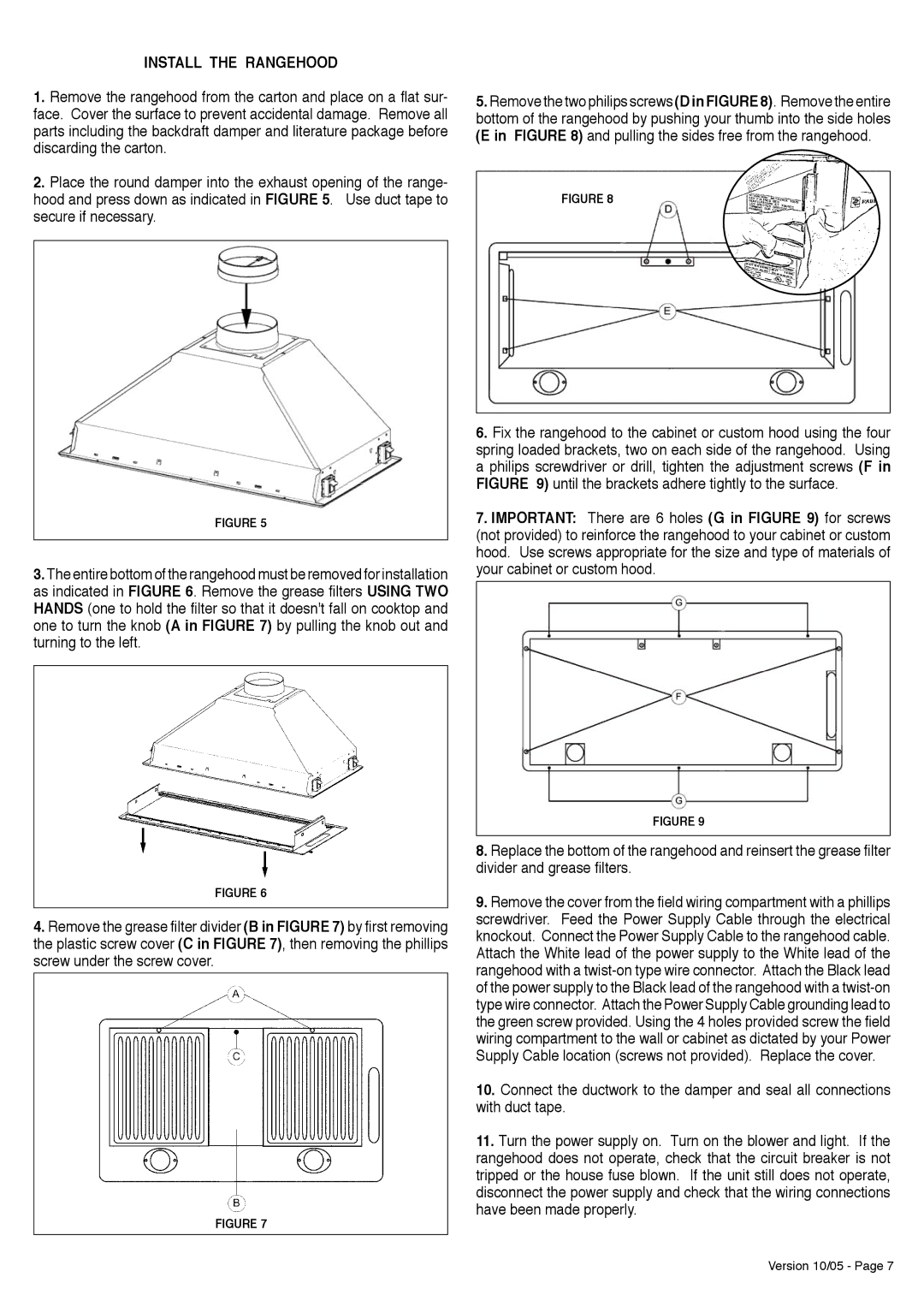 Faber Inca Pro 30 manual Install the Rangehood 