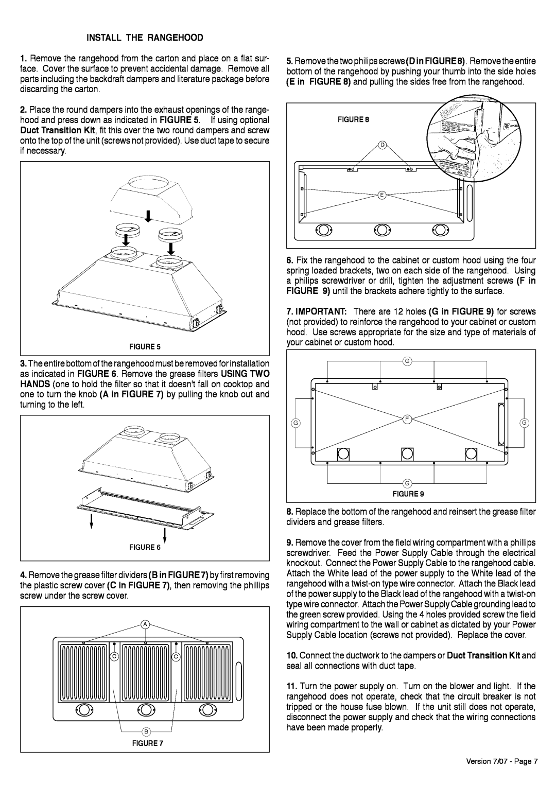 Faber Inca Pro 38 installation instructions Install The Rangehood 