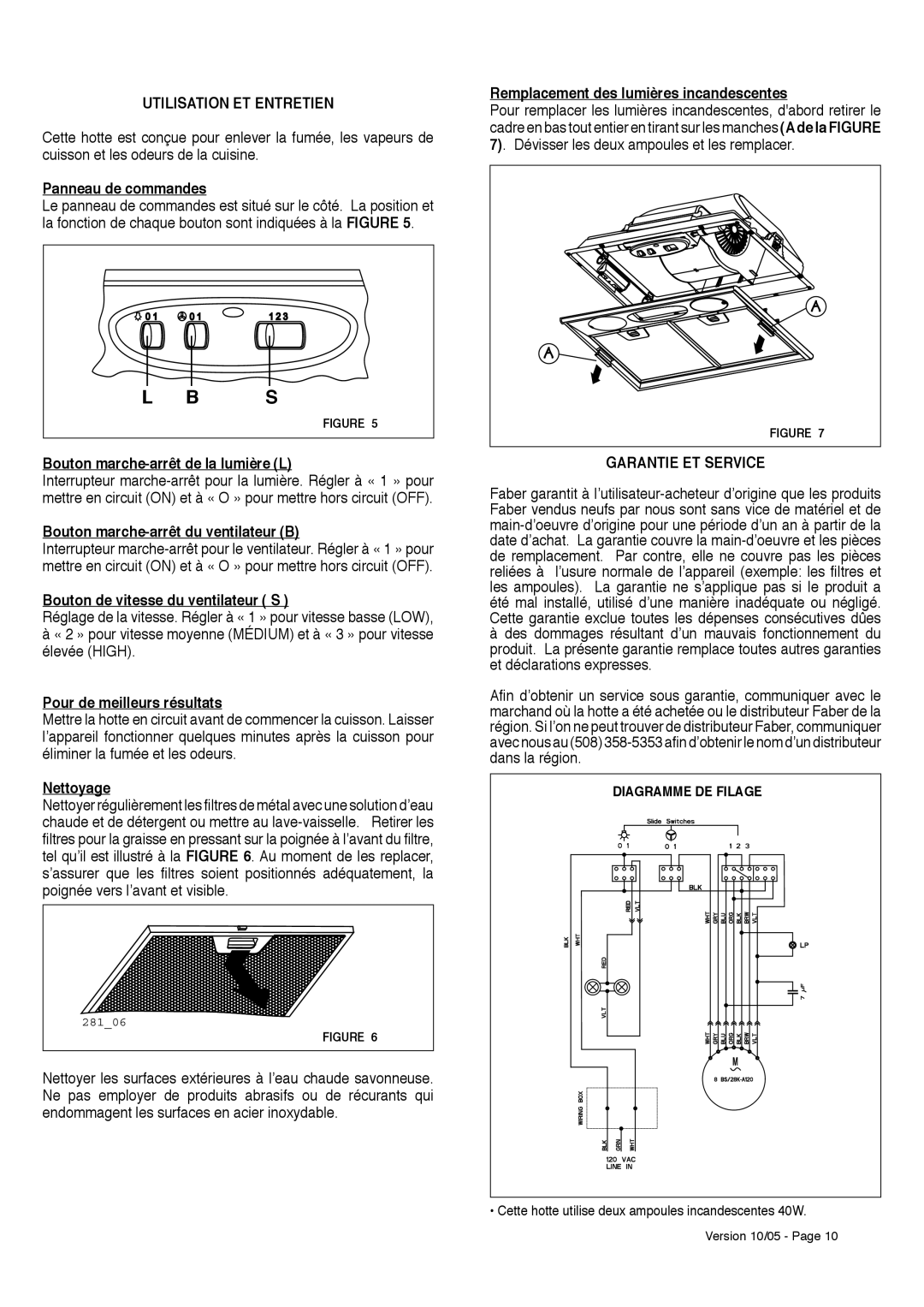 Faber INCA SMART installation instructions Utilisation ET Entretien, Garantie ET Service 