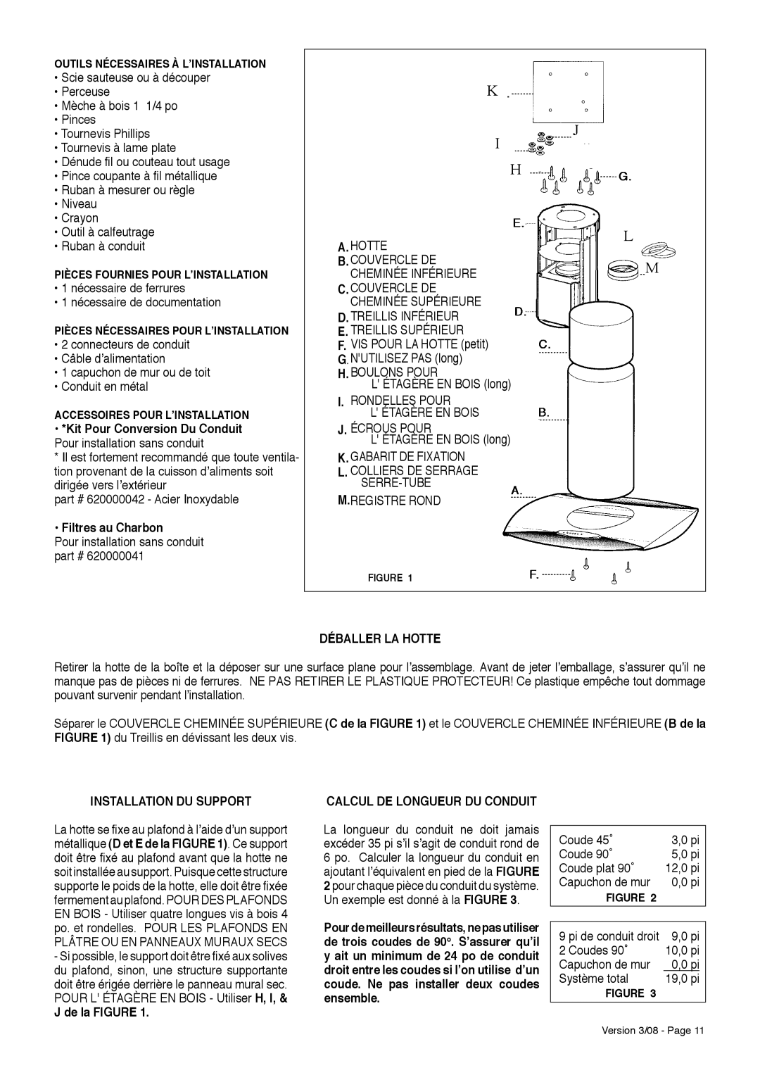 Faber Island Mount Canopy Rangehood Filtres au Charbon, Déballer LA Hotte, Installation DU Support, De la Figure 