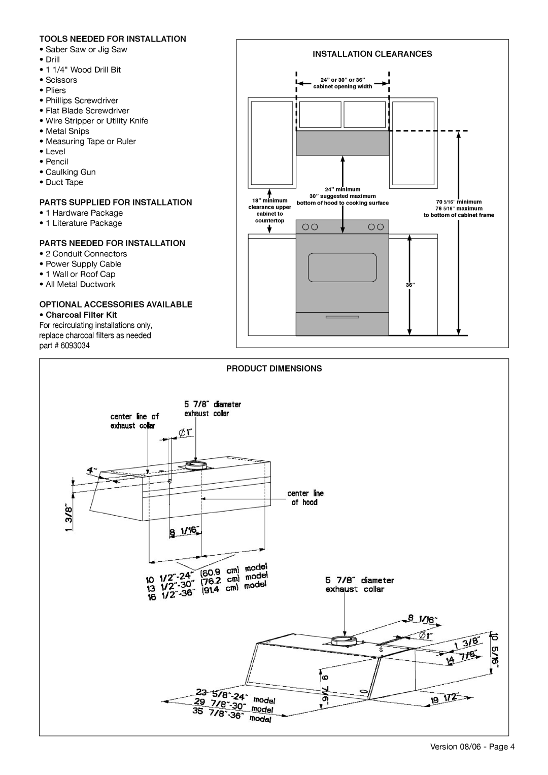 Faber Magnum installation instructions Parts Supplied for Installation 