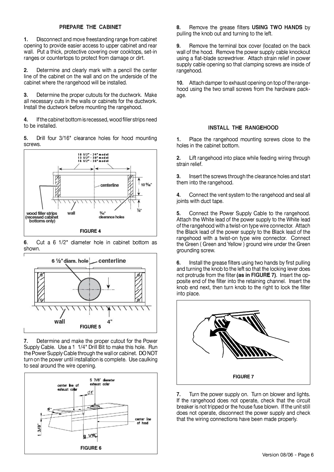 Faber Magnum installation instructions Prepare the Cabinet, Install the Rangehood 