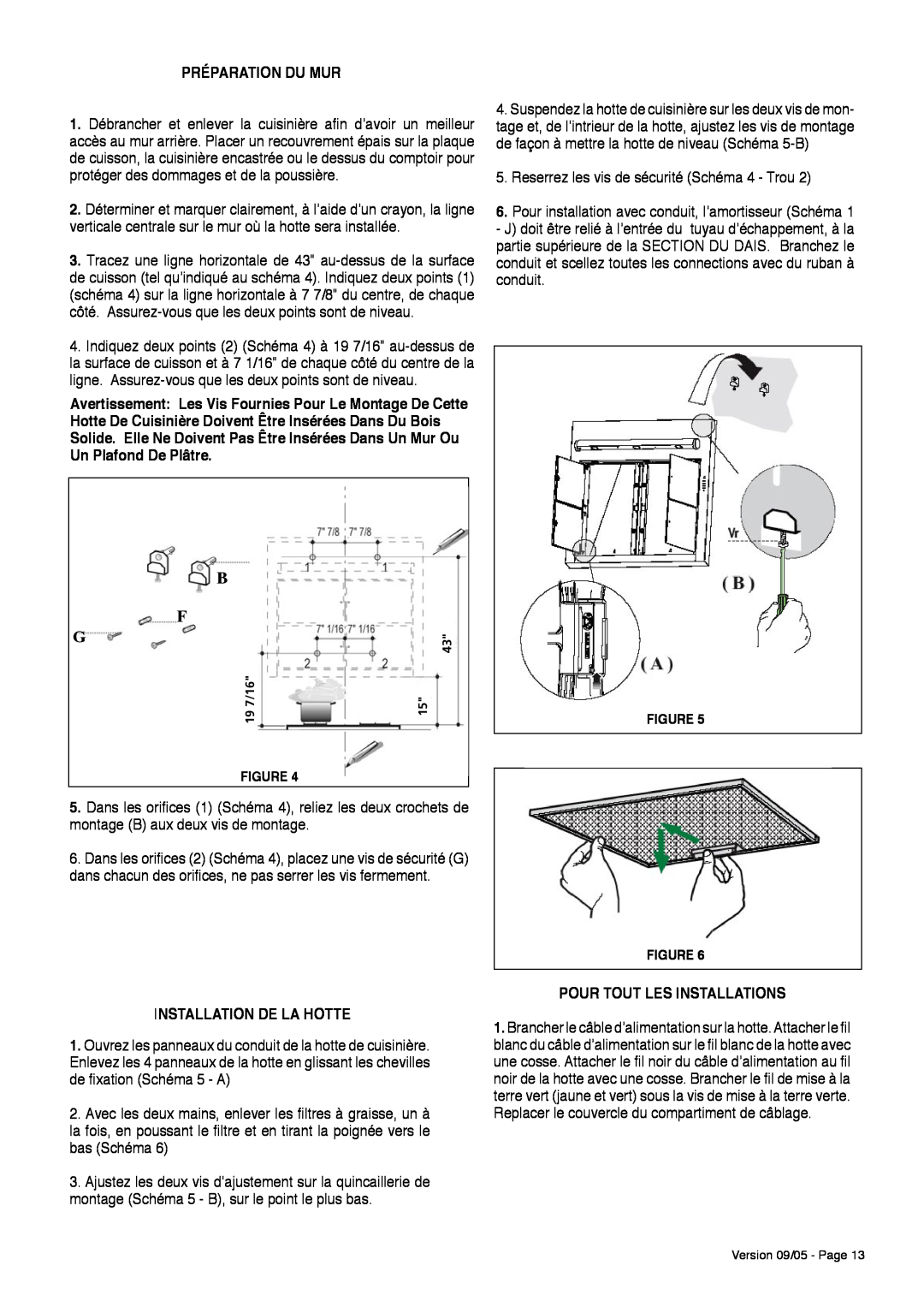 Faber Matrix installation instructions Préparation Du Mur, Installation De La Hotte, Pour Tout Les Installations 