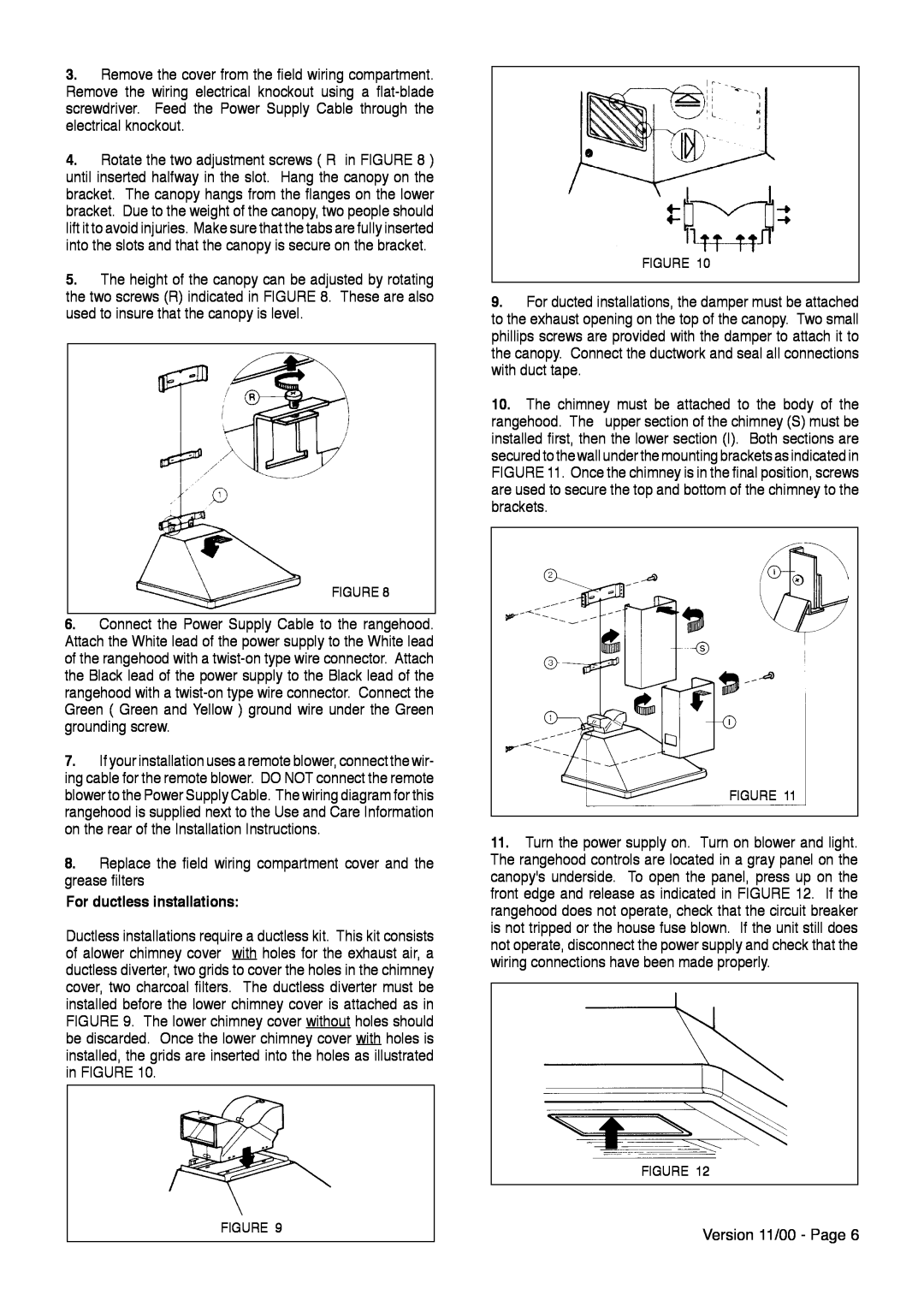 Faber Nova installation instructions For ductless installations 