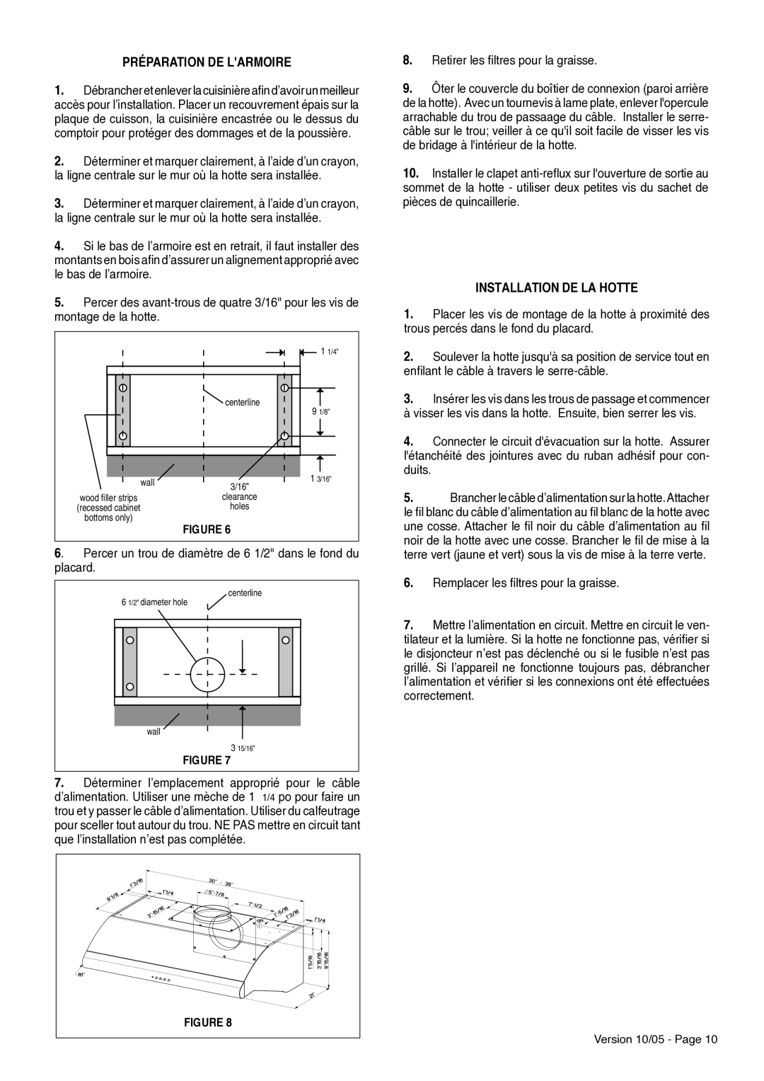 Faber PELLICANO manual Préparation DE Larmoire, Installation DE LA Hotte 