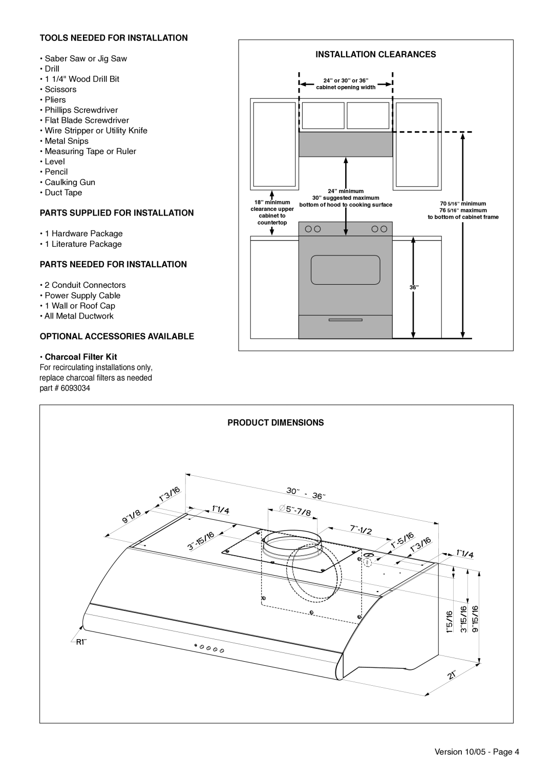 Faber PELLICANO manual Parts Supplied for Installation 