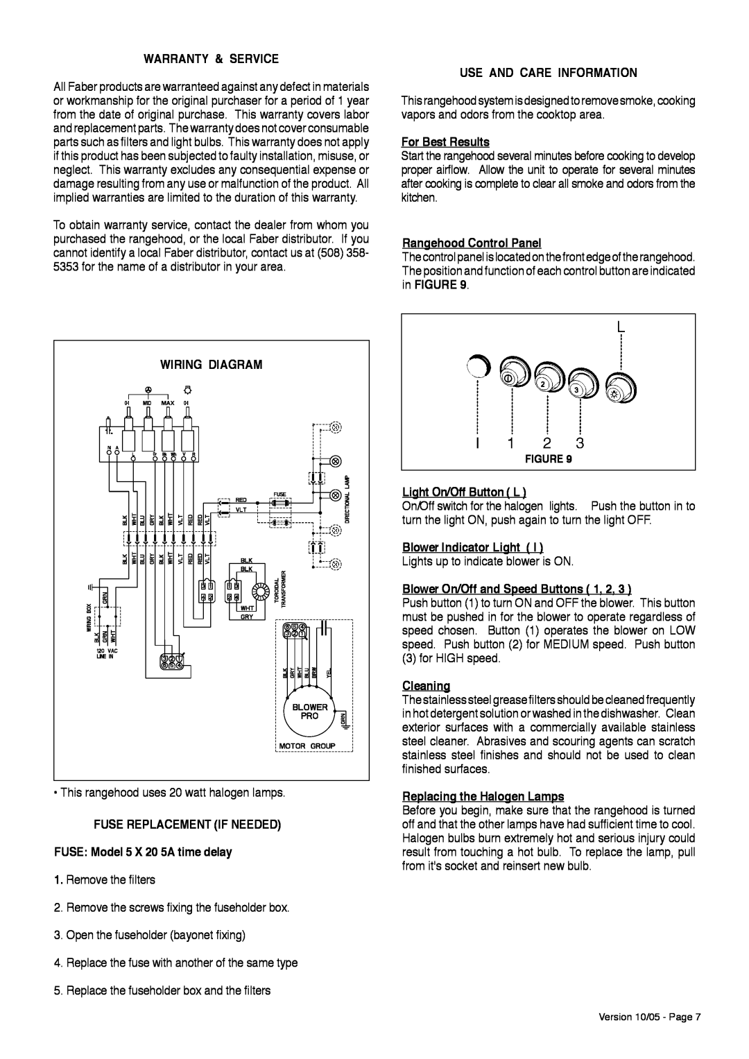 Faber PELLICANO manual Warranty & Service 