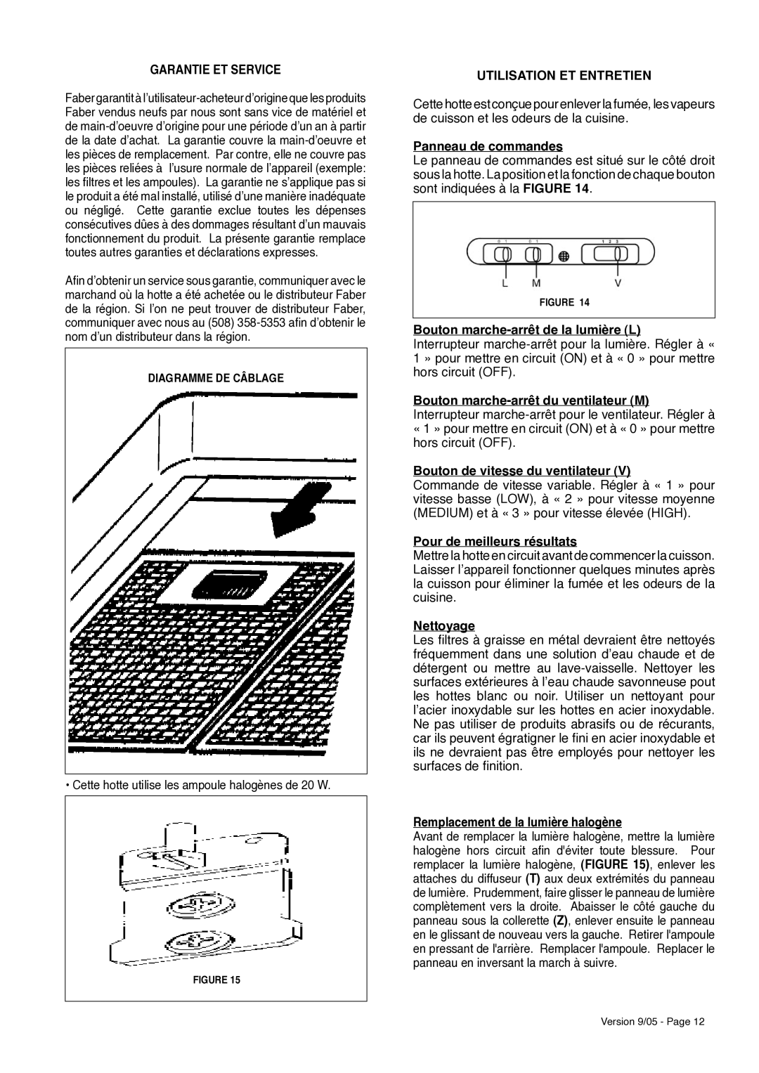 Faber Perla installation instructions Garantie ET Service, Utilisation ET Entretien 