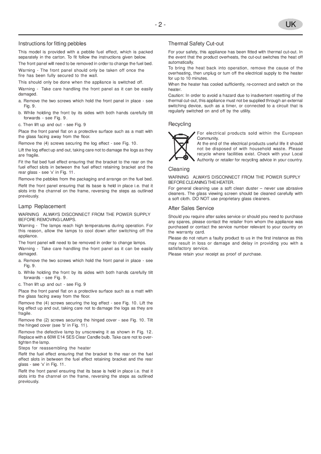 Faber PRS20 manual Thermal Safety Cut-out, Cleaning, After Sales Service 