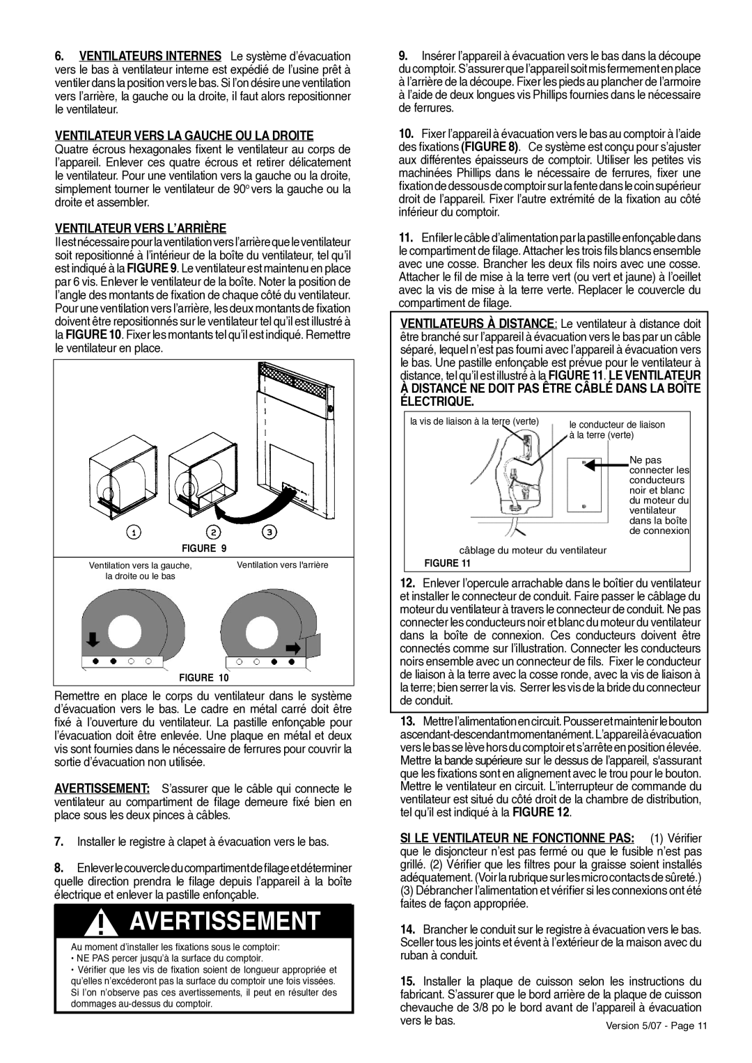 Faber Scirocco Downdraft Rangehood Ventilateur Vers L’ARRIÈRE, Installer le registre à clapet à évacuation vers le bas 