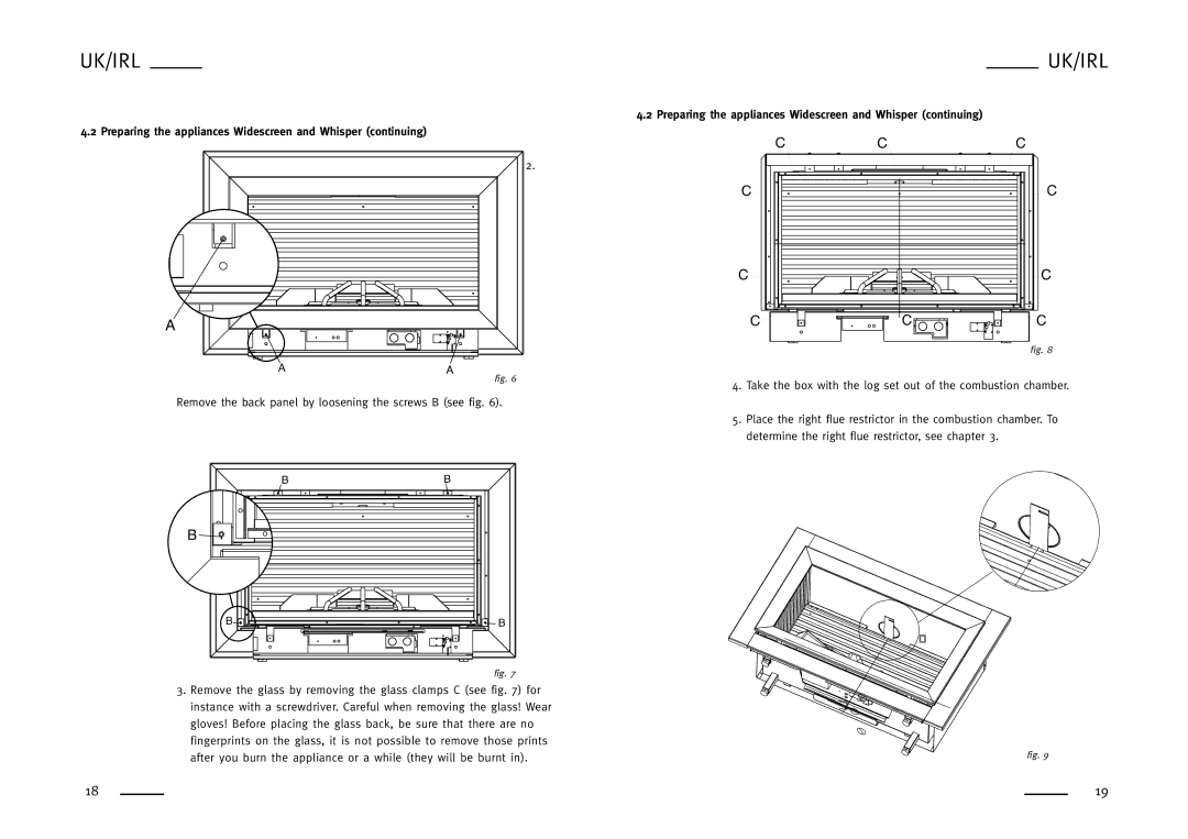 Faber CADRA NOVA, SPECTRA NOVA, WHISPER, SILENCE, MISTY Ccc, Preparing the appliances Widescreen and Whisper continuing 