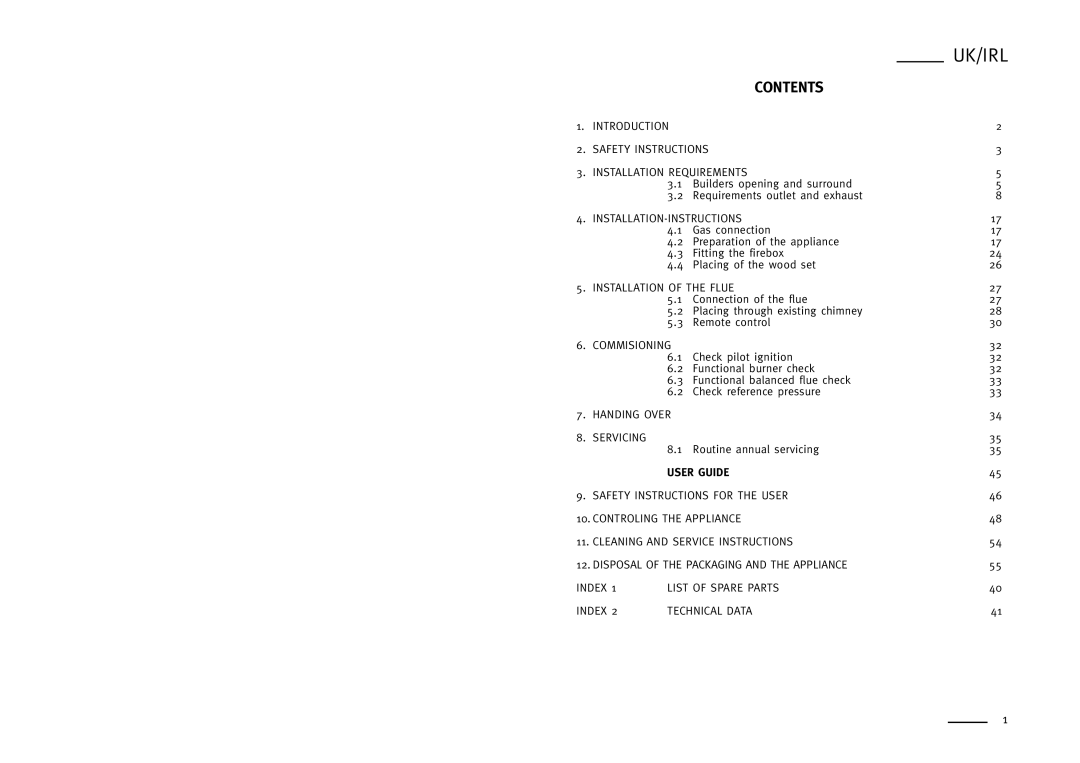 Faber SILENCE, SPECTRA NOVA, WHISPER, MISTY, FEELING, CADRA NOVA user manual Uk/Irl, Contents 