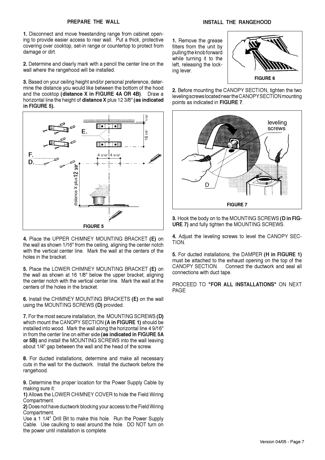 Faber TRATTO installation instructions Prepare the Wall, Proceed to for ALL Installations on Next 