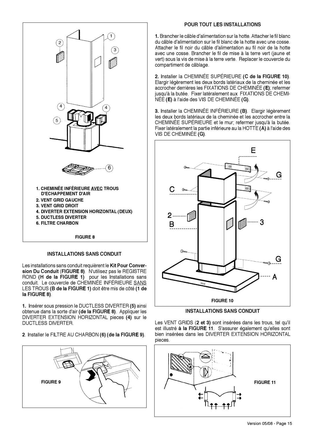 Faber Wall Mount Canopy Rangehood installation instructions Installations Sans Conduit, Pour Tout LES Installations 