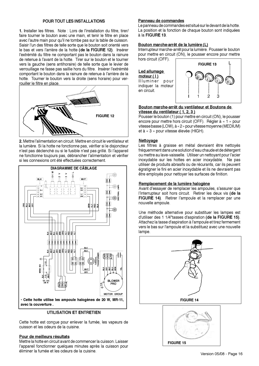 Faber Wall Mount Canopy Rangehood installation instructions Utilisation ET Entretien 