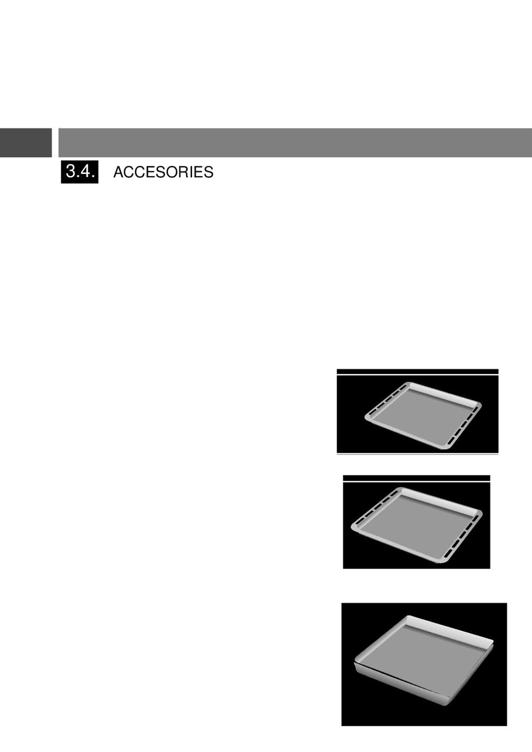 Fagor America 5HA-196X manual Accesories, Baking Tray, Standard Tray, Deep Tray 