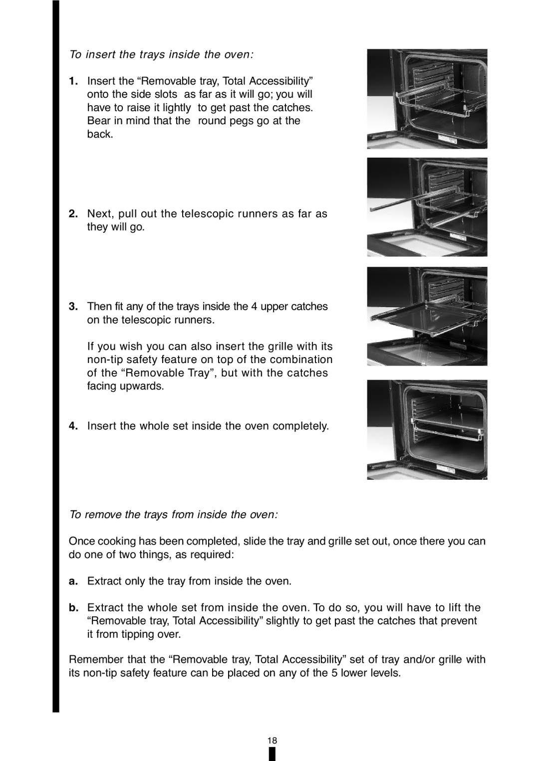 Fagor America 5HA-196X manual To insert the trays inside the oven 