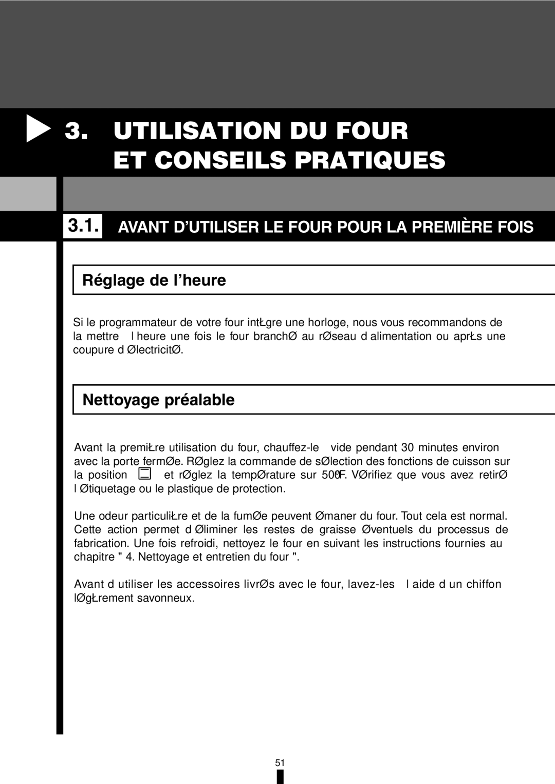 Fagor America 5HA-196X manual Utilisation DU Four ET Conseils Pratiques, Avant D’UTILISER LE Four Pour LA Première Fois 