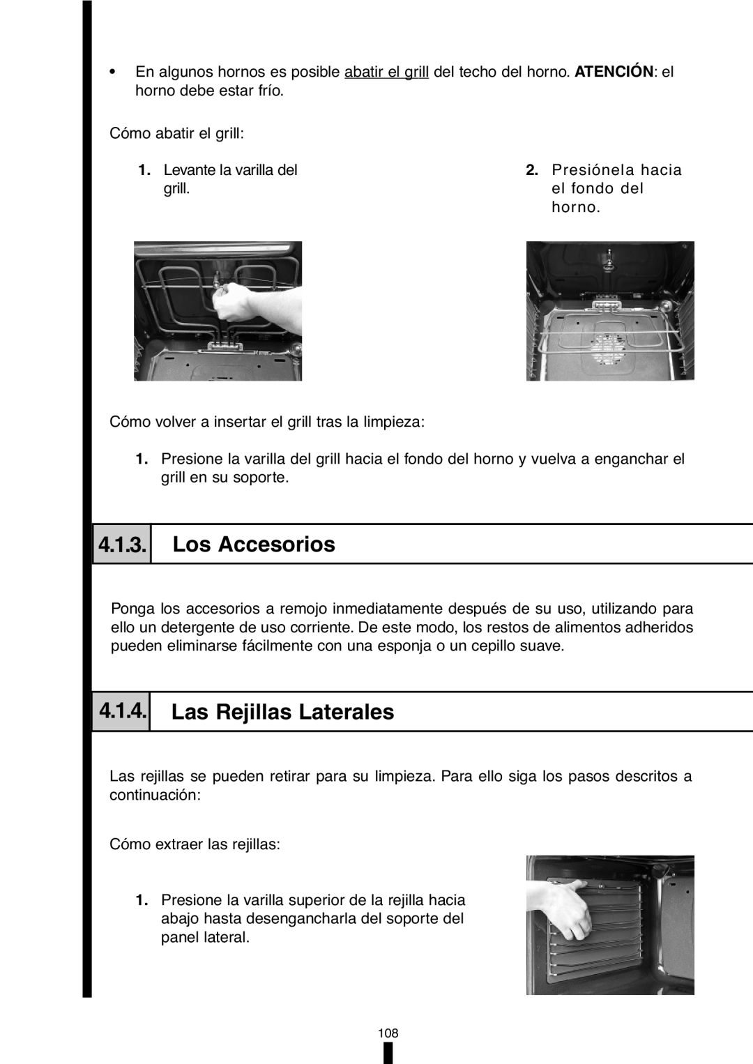 Fagor America 5HA-196X manual Los Accesorios, Las Rejillas Laterales, 4.1.3, 4.1.4 