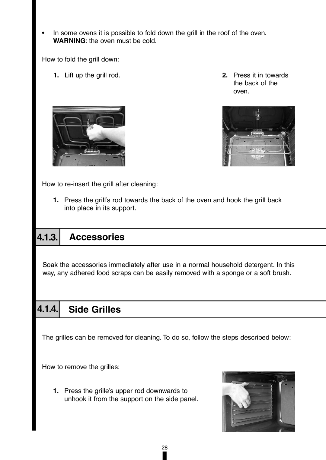 Fagor America 5HA-196X manual 4.1.3, Accessories, 4.1.4, Side Grilles 