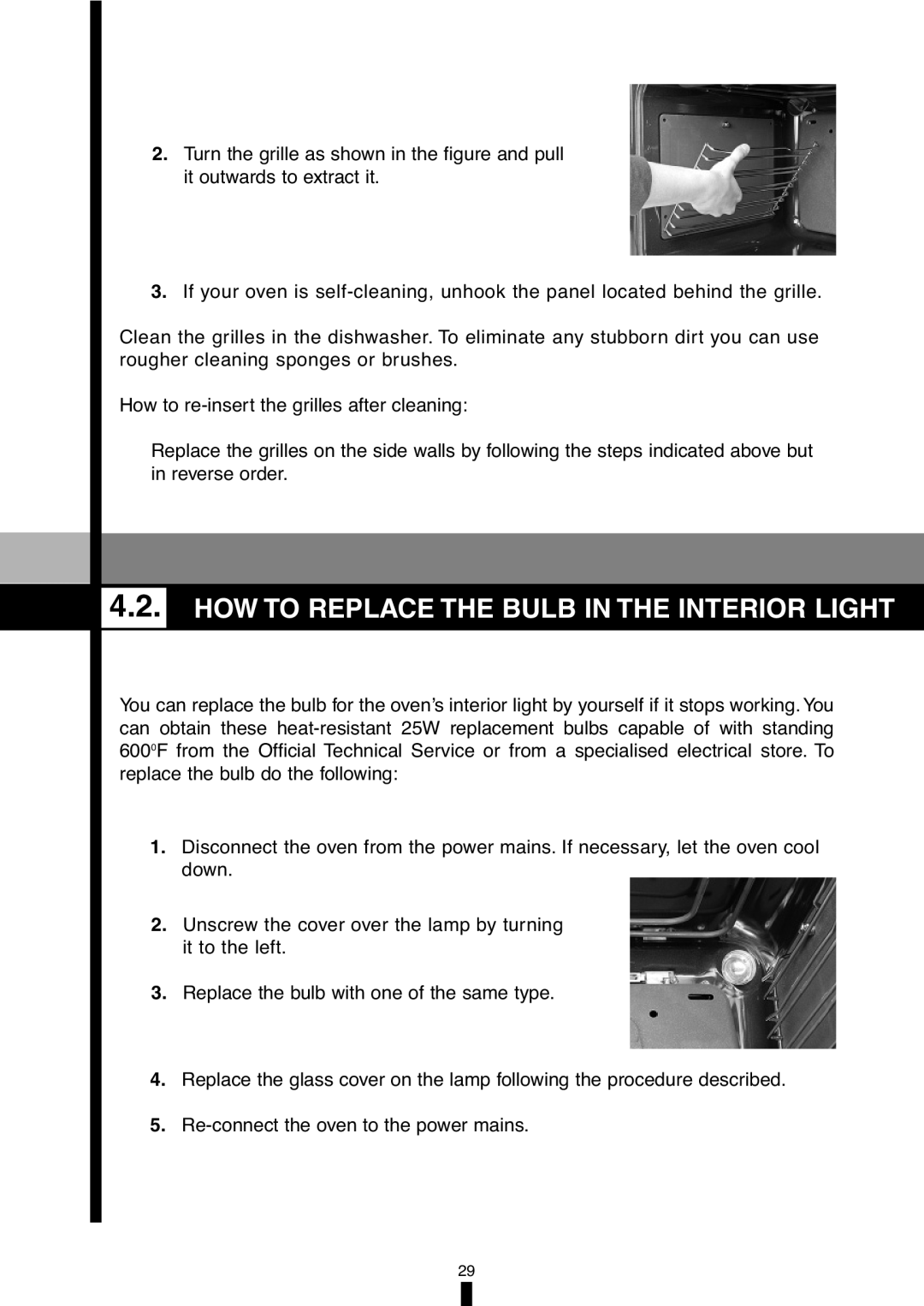 Fagor America 5HA-196X manual How To Replace The Bulb In The Interior Light 