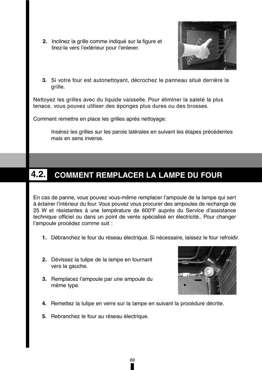 Fagor America 5HA-196X manual Comment Remplacer La Lampe Du Four 