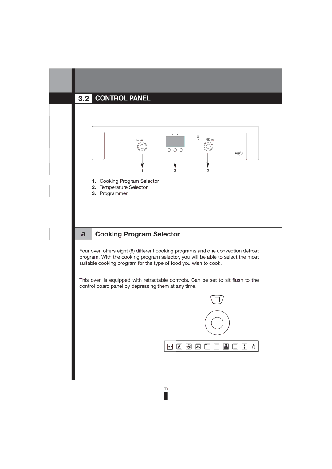 Fagor America 5HA-196 X, 5HA-200 LX, 5HA-200 RX manual Control Panel, Cooking Program Selector 