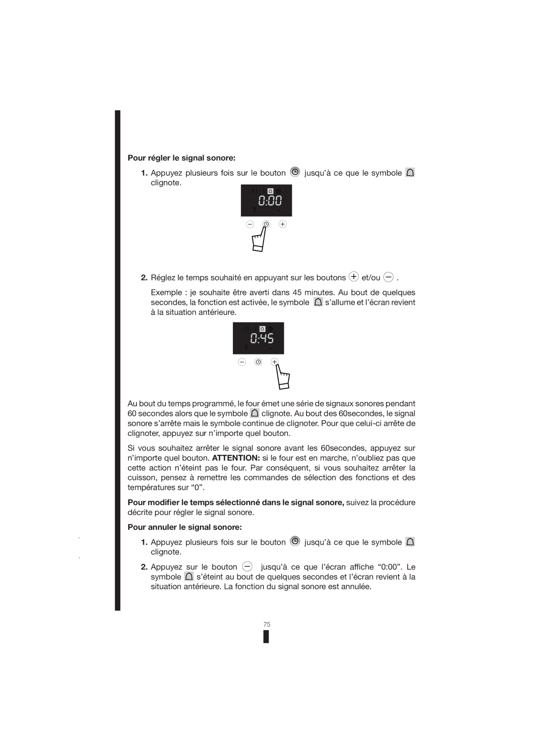 Fagor America 5HA-200 LX, 5HA-196 X, 5HA-200 RX manual Pour régler le signal sonore 