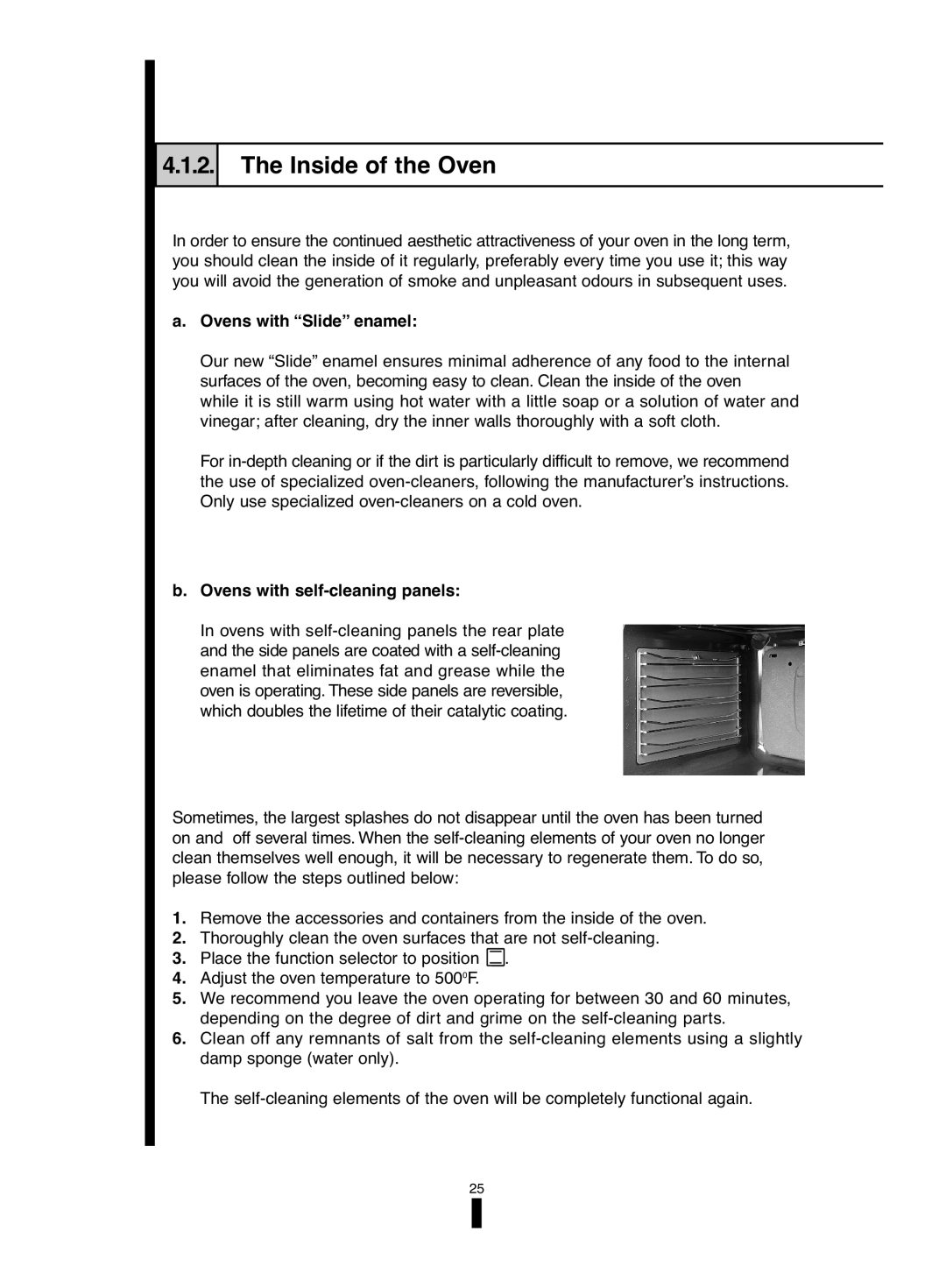 Fagor America 5HA-196 X, 5HA-200 LX, 5HA-200 RX manual Inside of the Oven, Ovens with Slide enamel 