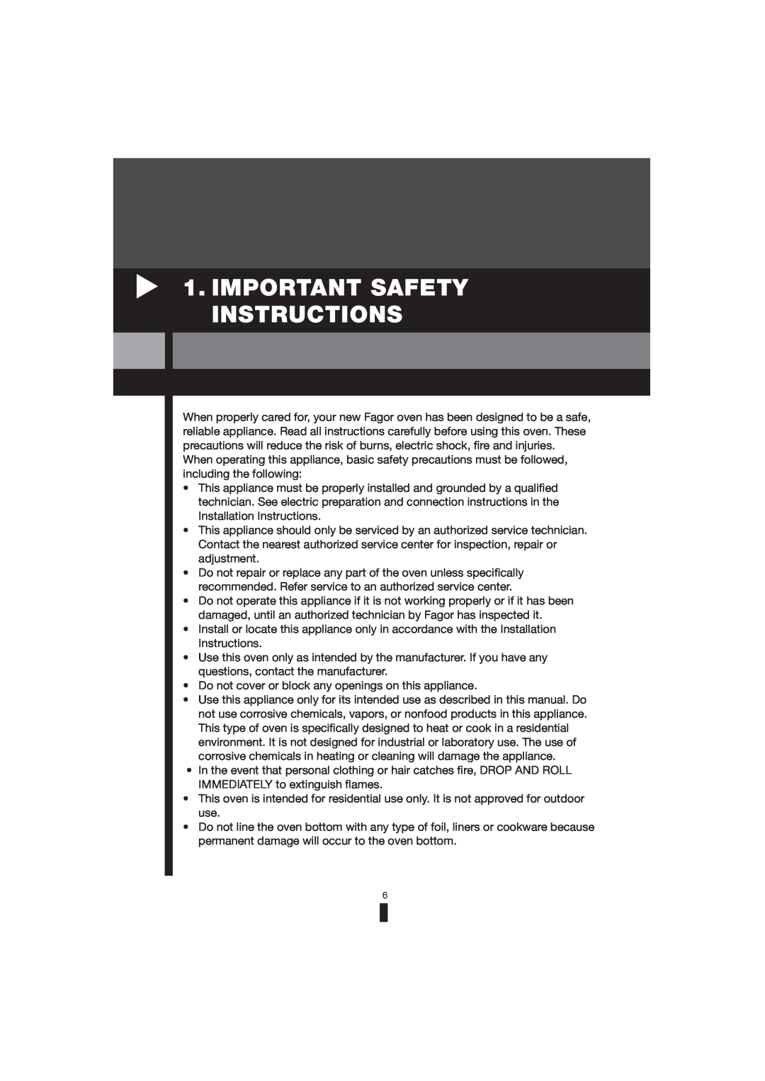 Fagor America 5HA-200 LX, 5HA-196 X, 5HA-200 RX manual Important Safety Instructions 