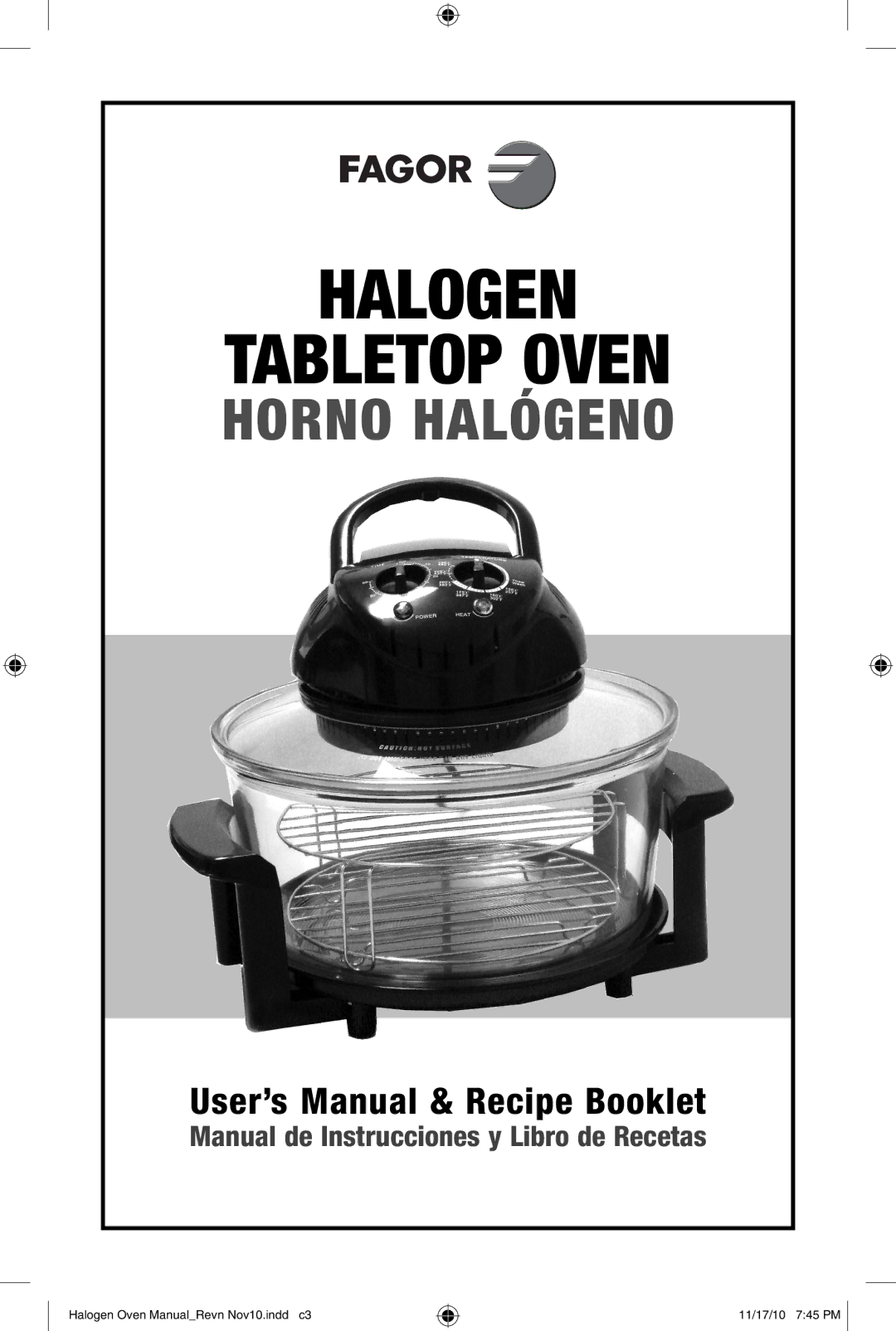 Fagor America 670040380 user manual Halogen Tabletop Oven 