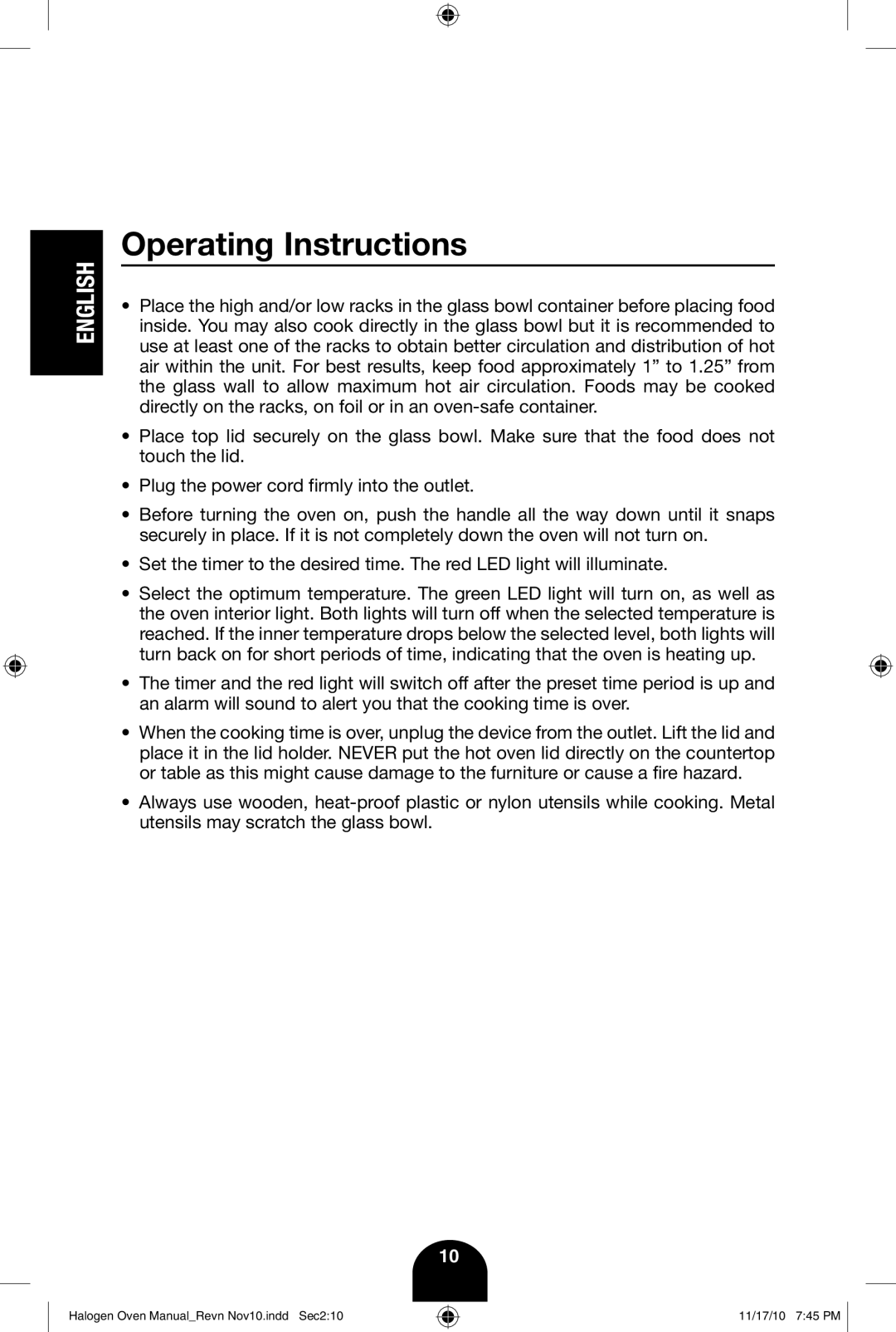 Fagor America 670040380 user manual Operating Instructions 